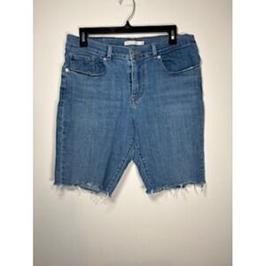 LEVIS Classic Bermuda Shorts Size 30 Blue Denim Raw Hem Frayed Summer Jcore